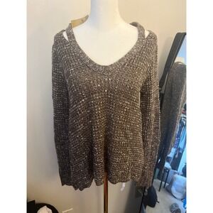 NWT AE Brown Sweater Cutout Neckline Size M